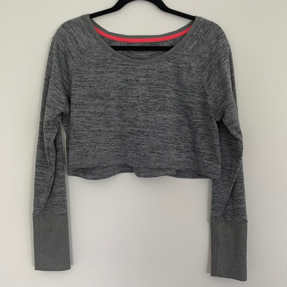 Cropped long sleeve Heather Print yoga top